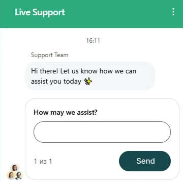 Live chat customer support window for casino account and payment enquiries