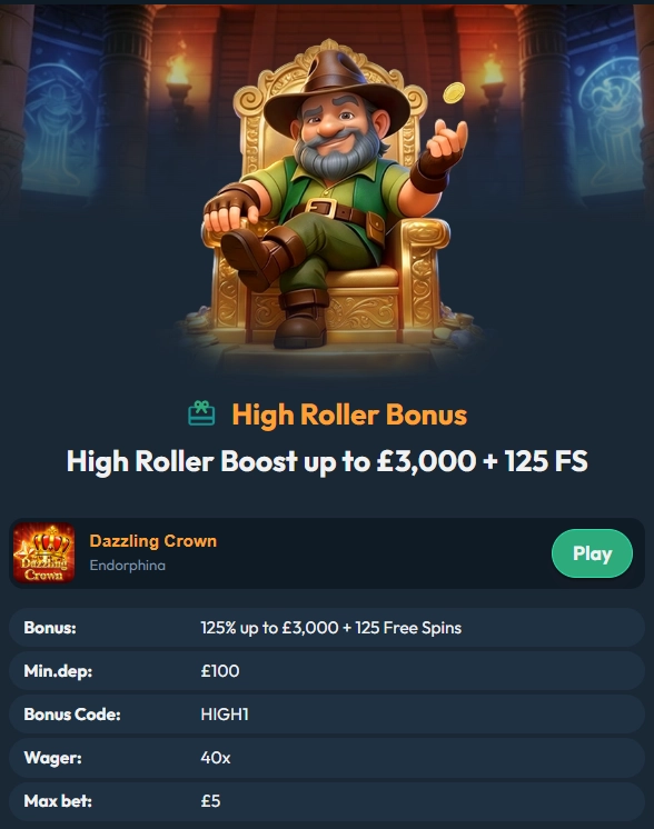 Slotorado Casino High Roller Bonus details